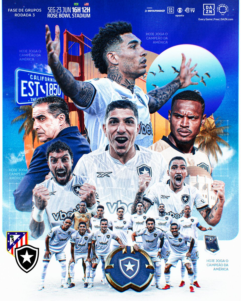 VAMOS À LUTA PARA FAZER HISTÓRIA! 🔥💪🏾

HOJE TEM BOTAFOGO NA COPA DO MUNDO DE CLUBES! LÍDER DO GRUPO B, O CAMPEÃO DA AMÉRICA ENFRENTA O ATLÉTICO DE MADRID E VAI COM TUDO POR UMA VAGA NAS OITAVAS! ⭐🌎 #VamosBOTAFOGO #FIFACWC #TakeItToTheWorld 

📲 Todos os jogos do Glorioso no