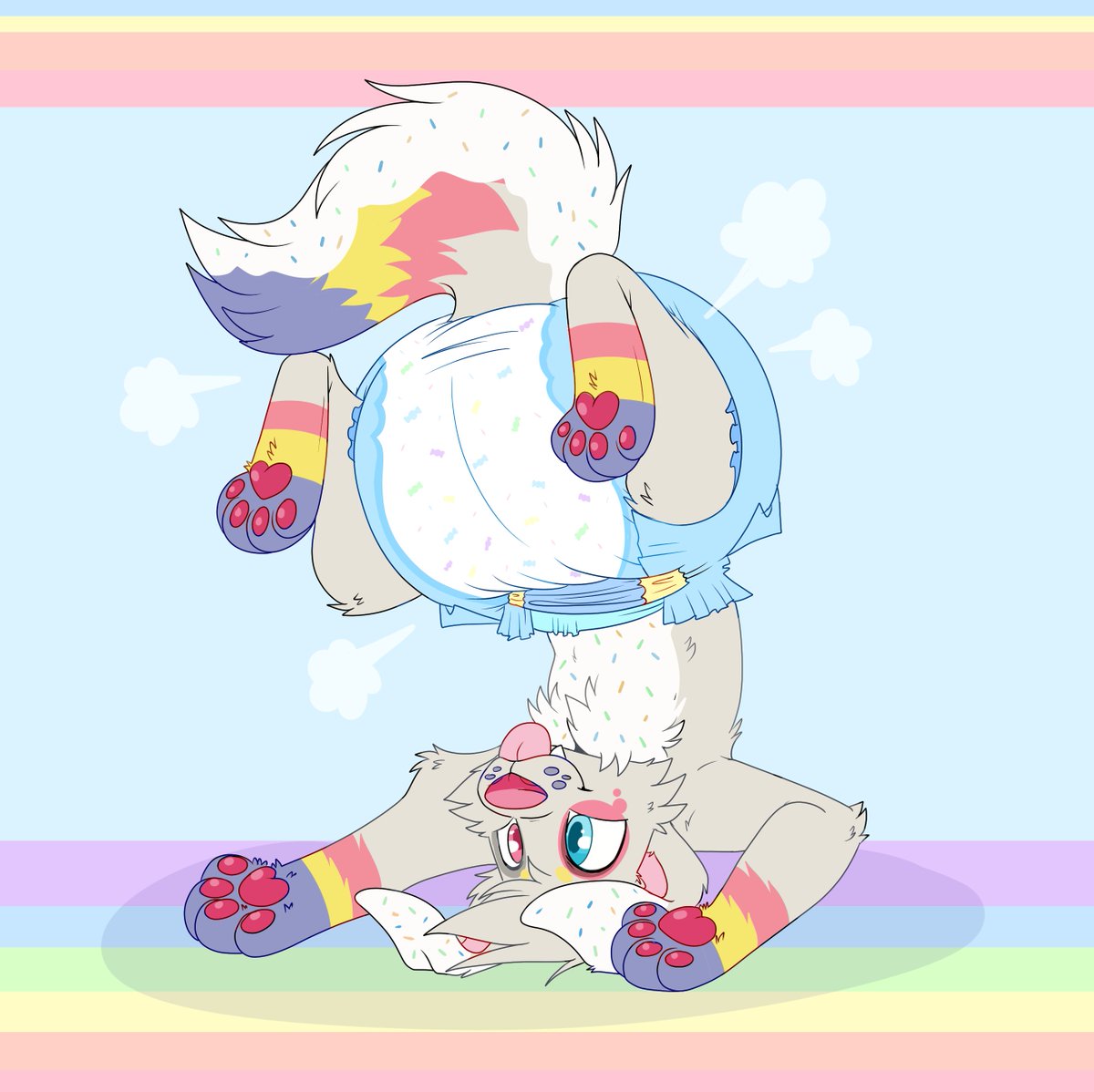 💙💛💚 Upside down! - commission for a dear friend!💜🧡❤️ #babyfur #diaper #diaperfur #ABDL