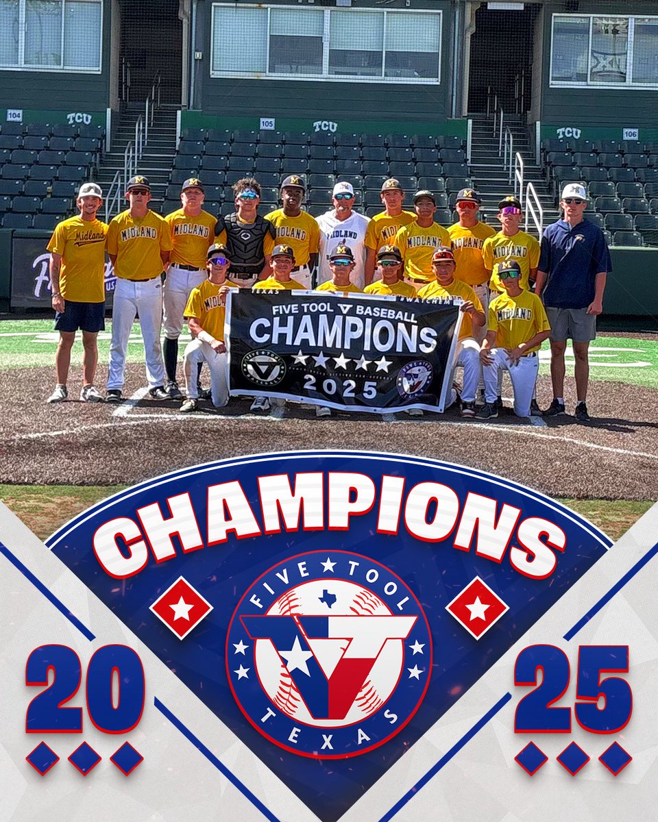 🏆Champions🏆

Congratulations to <a href="/recruitmidland/">Midland Southwest Bulls Baseball</a> Southwest Premier  2028 on winning the 15U American Division of the <a href="/FiveTool/">Five Tool Baseball</a> Texas TCU State Championships!

#WatchEm