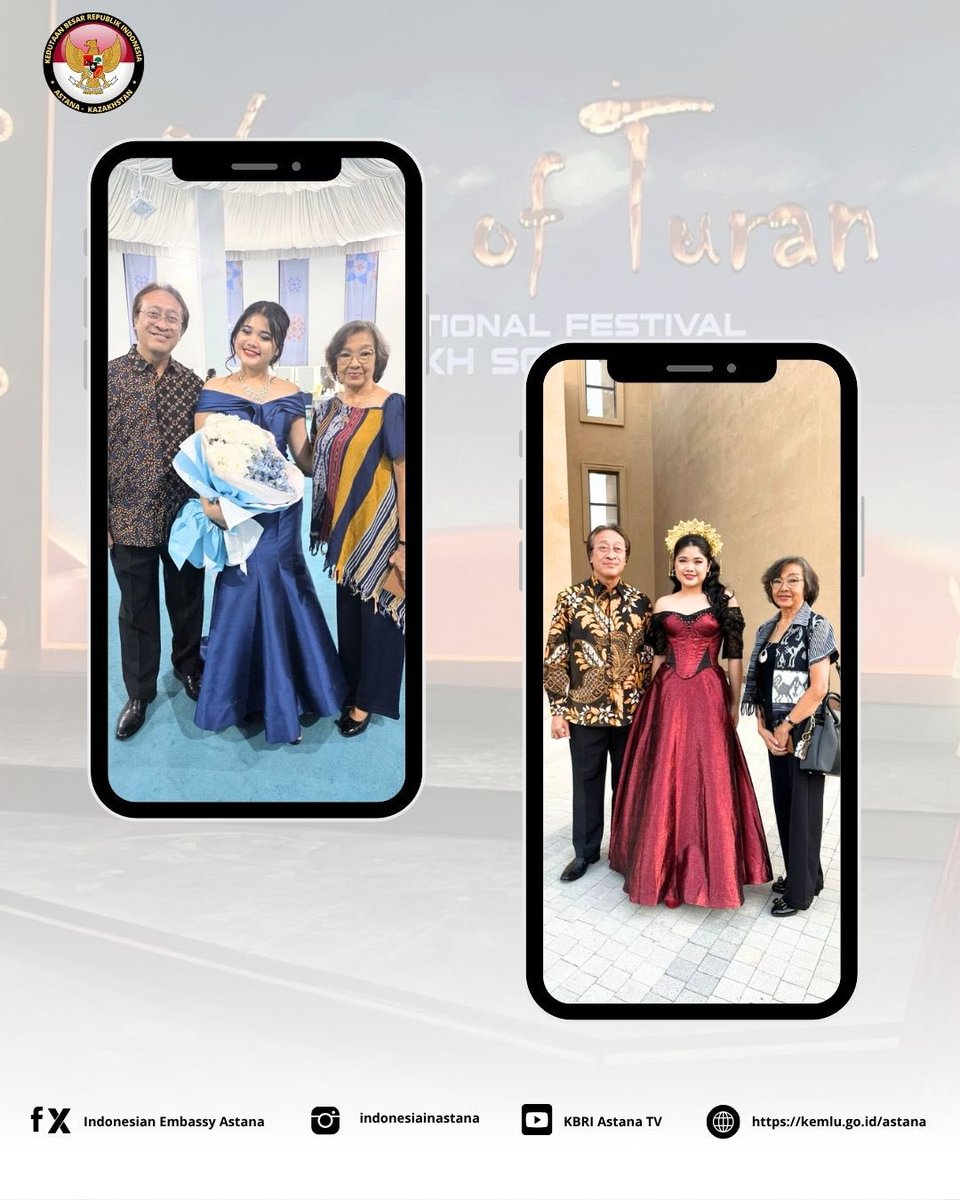 Selamat dan bangga yang tak terhingga untuk Annisa Anastasia Ayu yang berhasil mengharumkan nama bangsa dengan meraih Juara 3 di kompetisi menyanyi internasional bergengsi “Voice of Turan 2025” di Turkestan, Kazakhstan!
#VoiceOfTuran2025 
#DiplomasiBudaya
#kbriastana