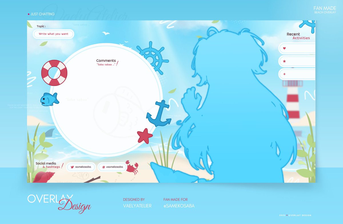 vaelyatelier's tweet photo. Art Train !! 💗 TCHOUUU TCHOU !! 🚂
Welcome everyone to the VaelyAtelier stop, you can see a Beach Overlay for #samekosaba, a Western-style Overlay for the magnificent #zentreya, a seabed Overlay for the beautiful #shylilytwitch and a marine ruin Overlay for the best #baovtuber ✨
(Yes, I may have played the game a little too much 🥹)
🚂 Next stop :
@akamestudio
@l__gfx
@chizugraphics
@smolshushi