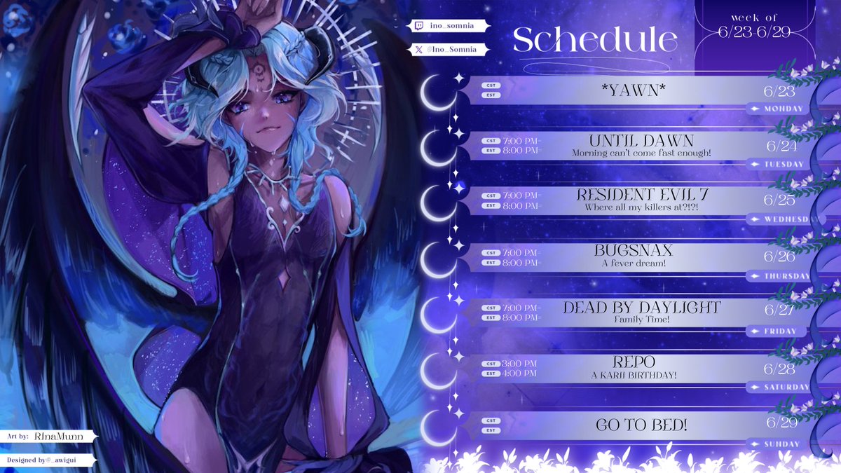 Ino_Somnia's tweet image. I AM NO LONGER SILENCED! (My mouth is healed)
NEW SCHEDULE! 6/23
LET'S GET SPOOKYYYYYY + BUGSNAX