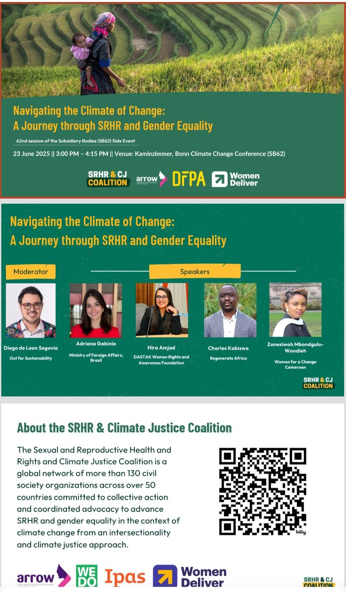 #SRHR #ClimateJustice #GenderEquality #SB62 #UNFCCC #RegenerateAfrica #DASTAK #OutForSustainability #WomenForAChange #GlobalVoices
