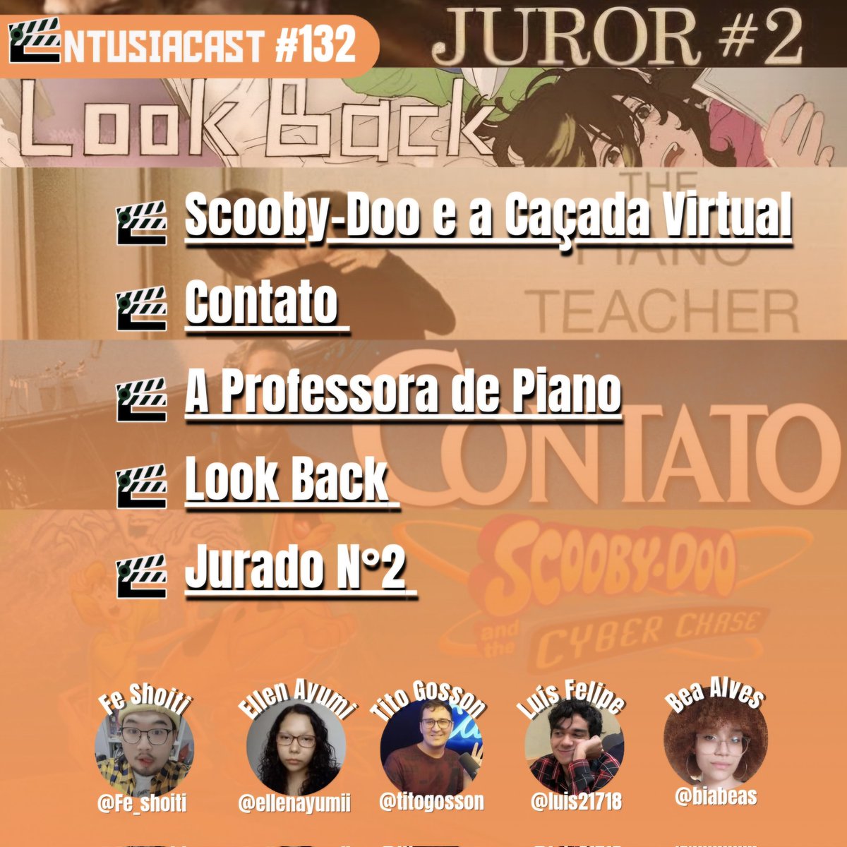 EntusiaCast's tweet photo. Novo episódio 🎙

@Fe_Shoiti_ ✒️ @ayumileaks 🎹 @titogosson ⚡️ Luís Felipe ⚖️ @biabeas 📡 vão comentar hoje sobre sistema judicial, religião x ciência e os melhores filmes do Scooby-Doo. Vem conferir!

🔗: https://t.co/JvvEdElqwB https://t.co/gDhVrrsKL3