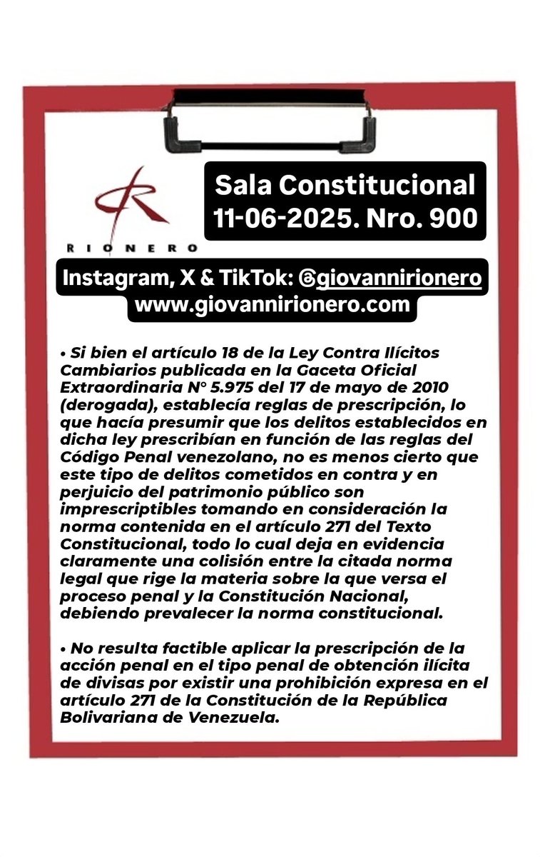 #IlícitosCambiarios Reciente sentencia en la cual se advierte que no resulta factible aplicar la prescripción de la acción penal en el tipo penal ­de obtención ilícita de divisas, previsto en el artículo 10 de la derogada Ley de Ilícitos Cambiarios del año 2010, por existir una
