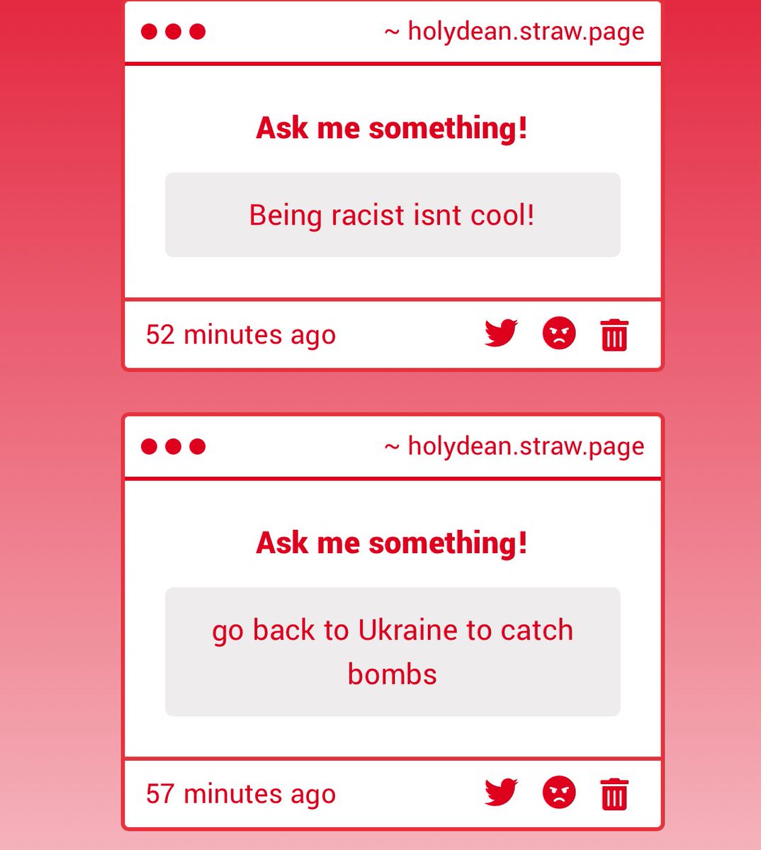 oh what the fuck

And I am not a racist what is wrong with you