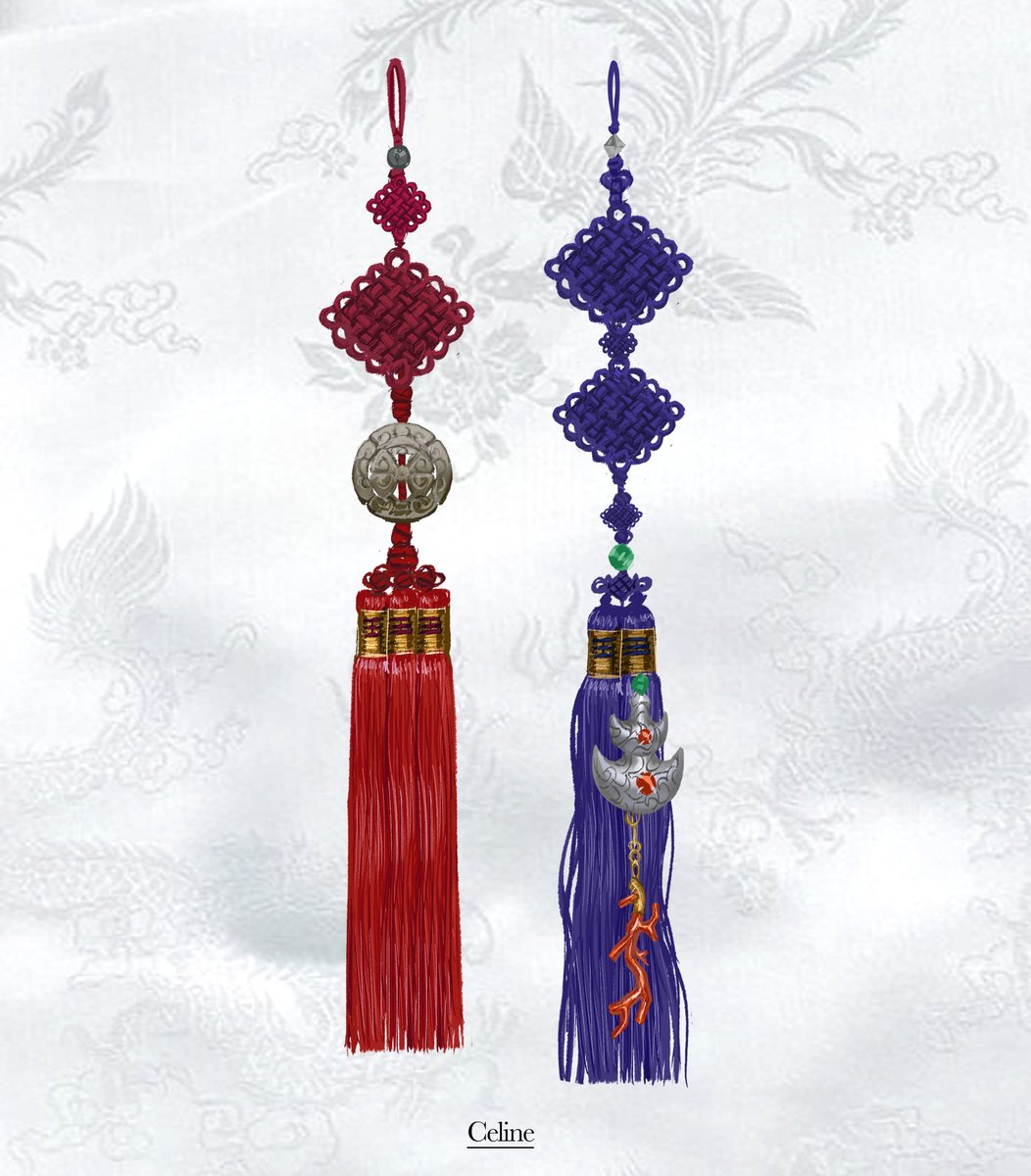 joune5064's tweet image. Norigae designs for #KPOPDEMONHUNTERS 🎀 Norigae are traditional Korean decorative pendants — the Huntrix girls rock cute, modernized versions, while their mentor Celine, from an older generation of hunters, keeps it classic in traditional style.