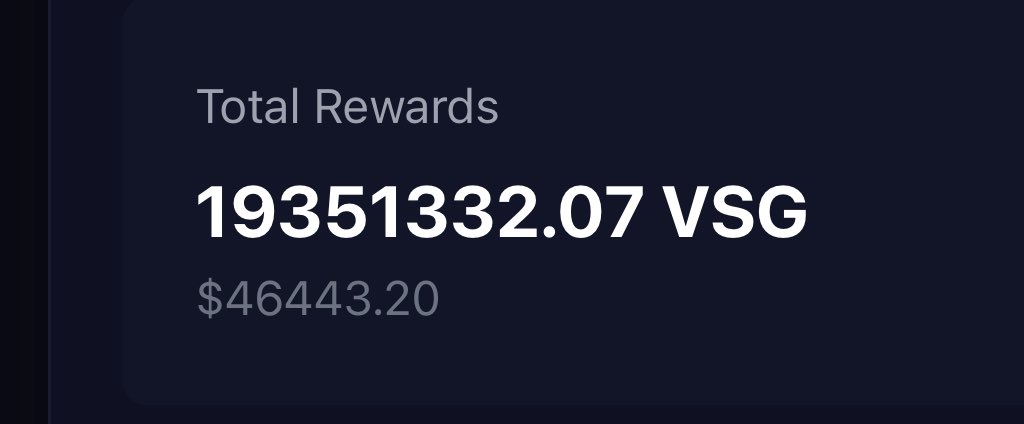 19.3M VSG paid out in rewards to holders. Almost $50K at current pricing! 🔥🔥