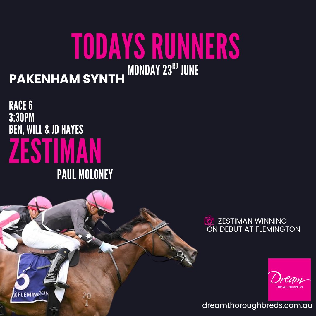 Dream Thoroughbreds (@livethedreamnow) on Twitter photo 3YO ZESTIMAN is a winner of $171,865 from his 14 starts as he looks to improve on this record today at <a href="/SthsideRacing/">Southside Racing</a> Pakenham
He comes off some SOFT track racing to the SYNTHETIC and gets a weight drop with the increase in class 3YO ZESTIMAN is a winner of $171,865 from his 14 starts as he looks to improve on this record today at <a href="/SthsideRacing/">Southside Racing</a> Pakenham
He comes off some SOFT track racing to the SYNTHETIC and gets a weight drop with the increase in class