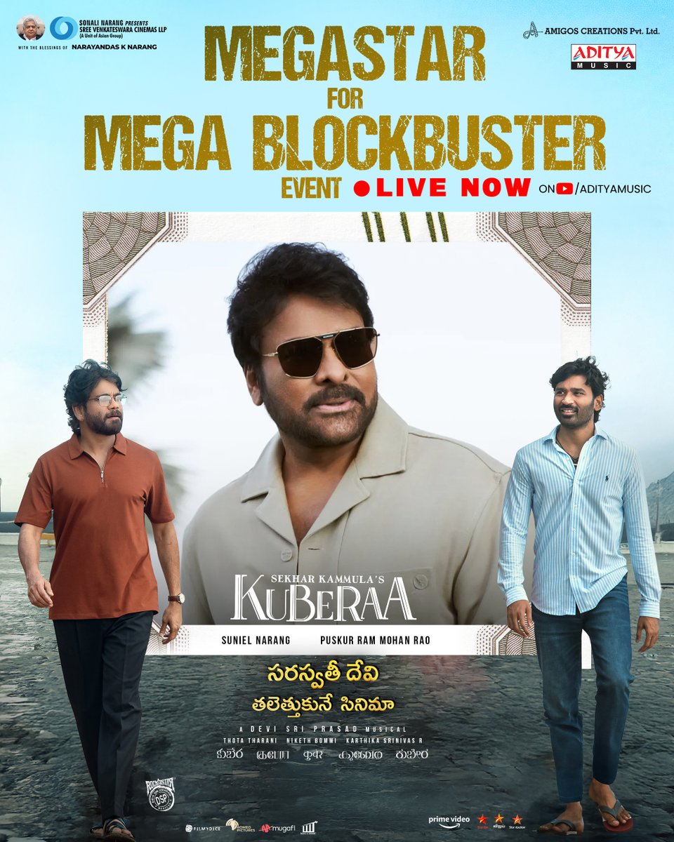 Chennaivision (@chennaivision) on Twitter photo It’s not just a success… it’s a celebration of cinema, craft, and audience love! ♥️
Megastar <a href="/KChiruTweets/">Chiranjeevi Konidela</a> garu graces the blockbuster success meet of #Kuberaa 💥
#MegaBlockbusterKuberaa Success Meet – LIVE NOW
🟥 youtube.com/live/kEpulVjeD…
#BlockBusterKuberaa #BOXOFFICEKuberaa It’s not just a success… it’s a celebration of cinema, craft, and audience love! ♥️
Megastar <a href="/KChiruTweets/">Chiranjeevi Konidela</a> garu graces the blockbuster success meet of #Kuberaa 💥
#MegaBlockbusterKuberaa Success Meet – LIVE NOW
🟥 youtube.com/live/kEpulVjeD…
#BlockBusterKuberaa #BOXOFFICEKuberaa