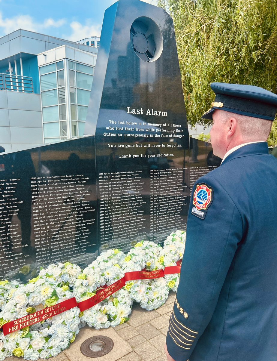 Jim Jessop (@chiefjessoptfs) on Twitter photo Today, alongside <a href="/TPFFA/">Toronto Firefighters</a>, we honoured our fallen colleagues at the annual Fallen Firefighter Memorial, adding 17 names to the Toronto Fire Services Honour Roll. We will never forget the 353 Firefighters who gave their lives in service to others. Today, alongside <a href="/TPFFA/">Toronto Firefighters</a>, we honoured our fallen colleagues at the annual Fallen Firefighter Memorial, adding 17 names to the Toronto Fire Services Honour Roll. We will never forget the 353 Firefighters who gave their lives in service to others.