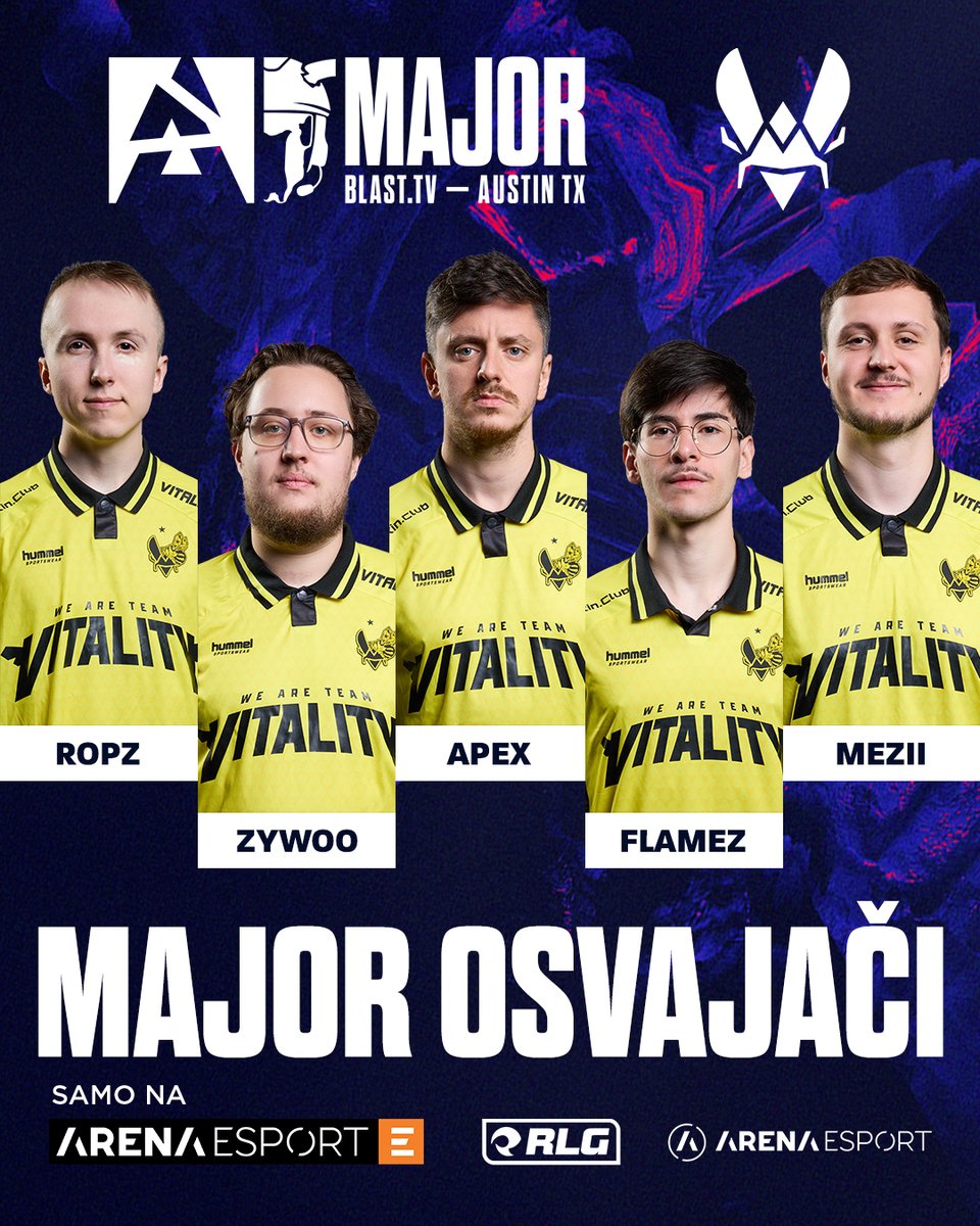 tvarenaesport's tweet photo. #Vitality je šampion Teksasa! 🔥

Veliko Finale #AustinMajor🇺🇸 bilo je u čak 3 navrata jednosmerno - 2 od 3, išla su u prilog evropskog rostera, koji krunišu svoju epsku sezonu #Major trofejom!

#MVP, ako je uopšte bilo dileme: Mathieu #ZywOo Herbaut🫡

#BLASTtv x #RLG | #cs2 #cs https://t.co/eWWy5wswIn