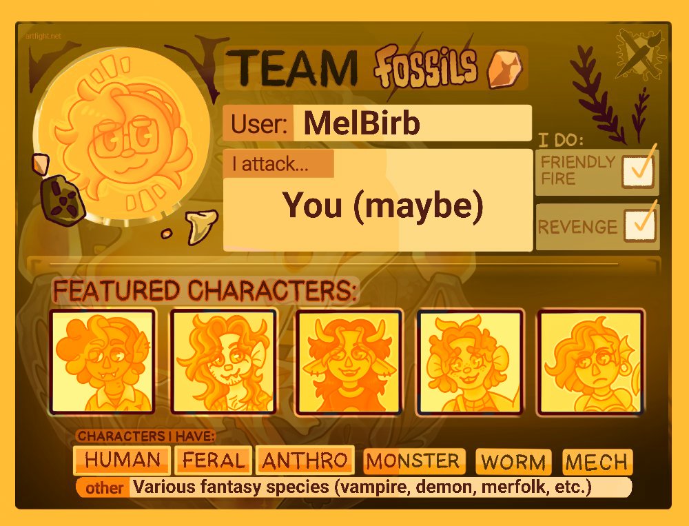melbirb's tweet photo. The wheel of fate decided that I will be team fossil #artfight2025 https://t.co/3YEyZoWOEx