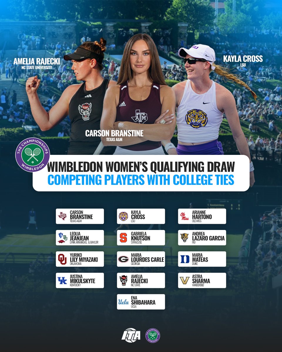 Getting Ready To Go At Wimbledon 🍓

Numerous former and current collegians will be looking to qualify for a main draw spot at Wimbledon beginning tomorrow!

#WeAreCollegeTennis | #PathwayToThePros