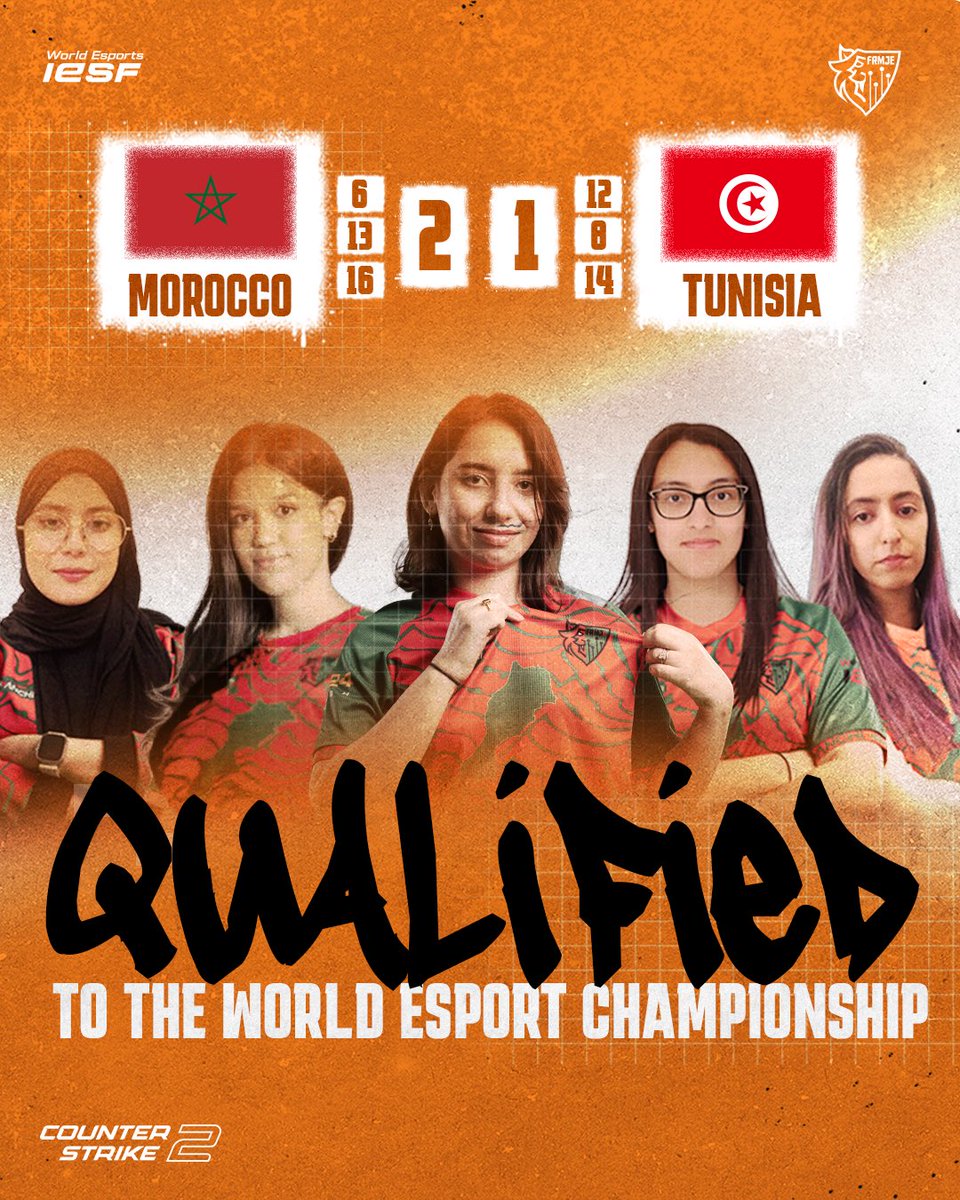 🏆 المنتخب الوطني المغربي يتوَّج بطلاً لشمال إفريقيا في CS2 سيدات! 🇲🇦🔥

بعد مشوار قوي في بطولة شمال إفريقيا، التي جمعت منتخبات: المغرب، تونس، الجزائر ومصر، استطاع المنتخب الوطني المغربي للسيدات أن يفرض سيطرته ويتأهل إلى النهائي بعد أداء متميز أمام أقوى المنتخبات في المنطقة.