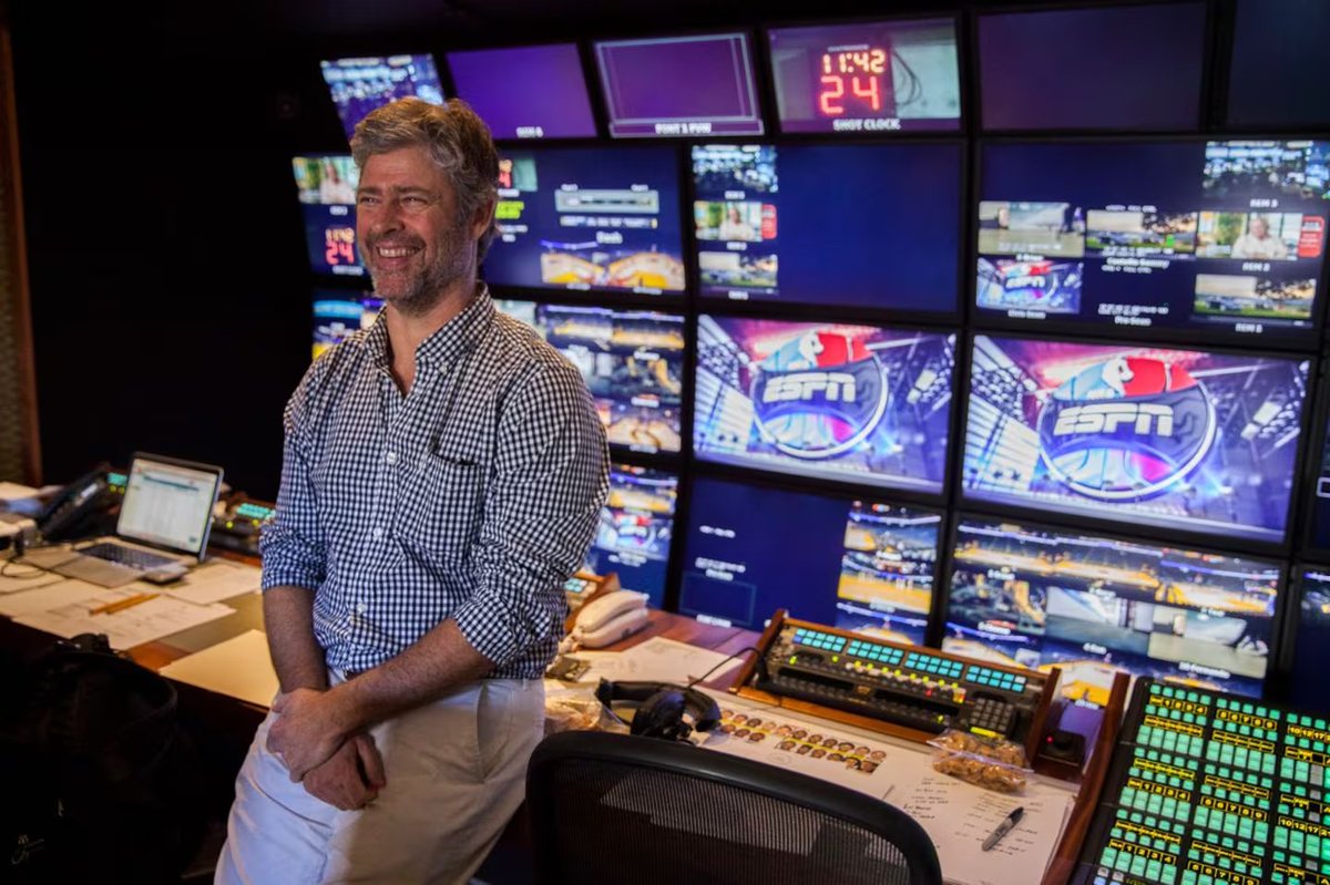 Tonight, ESPN SVP/Production Tim Corrigan caps his 18th #NBAFinals as lead producer in the chair - more than anyone in history. Very cool that his finale ends w/ an historic #Game7.

Tim reflected on his nearly two-decade run w/ <a href="/TomFriendWriter/">Tom Friend</a>. Via <a href="/SBJ/">Sports Business Journal</a>: bit.ly/3ZKynQl