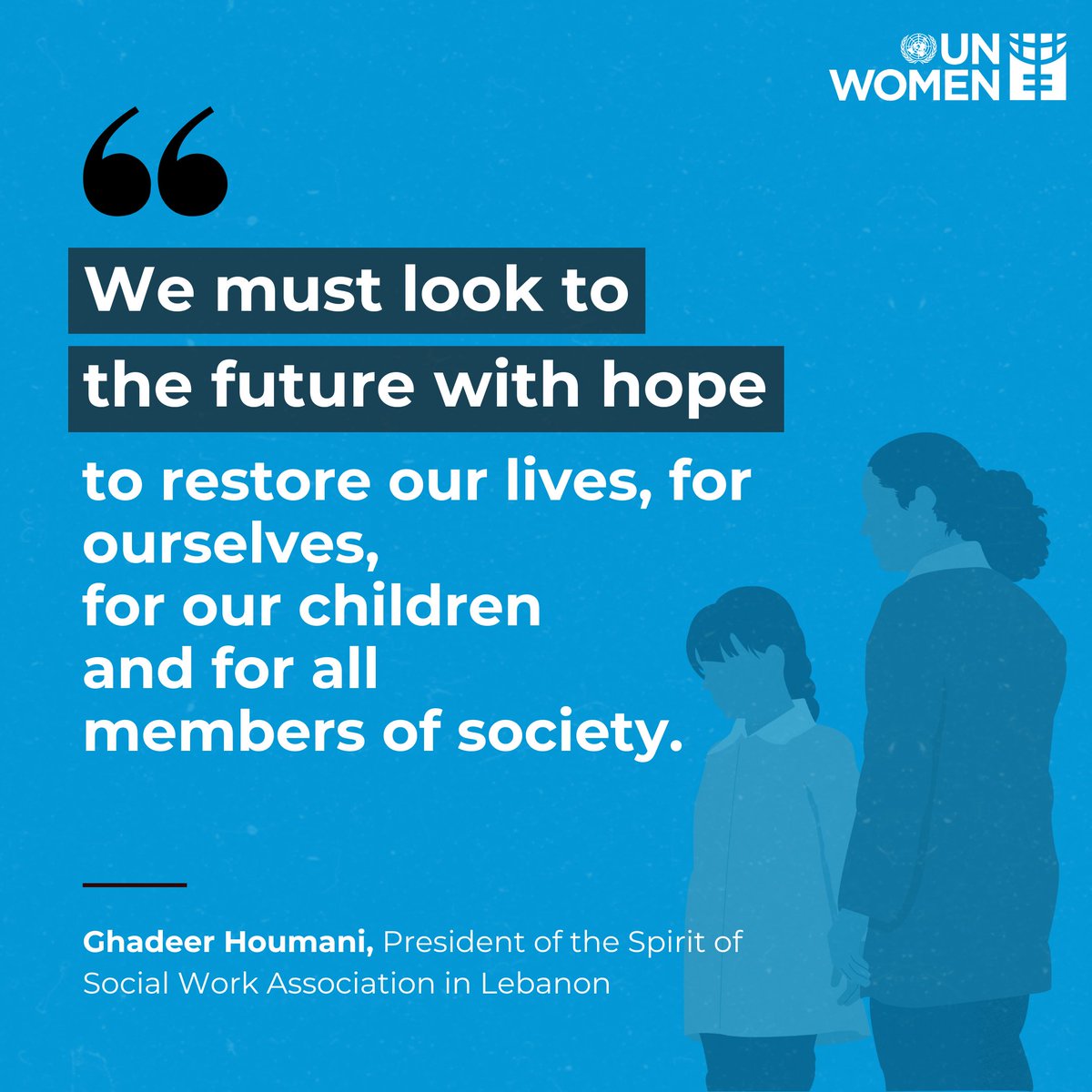 “We must look to the future with hope to restore our lives, for ourselves, for our children, &amp; for all members of society.”-Ghadeer Houmani.
In #Lebanon, women like Ghadeer are working to   rebuild &amp; support their communities amid the ceasefire.
Learn how: unwomen.org/en/news-storie…