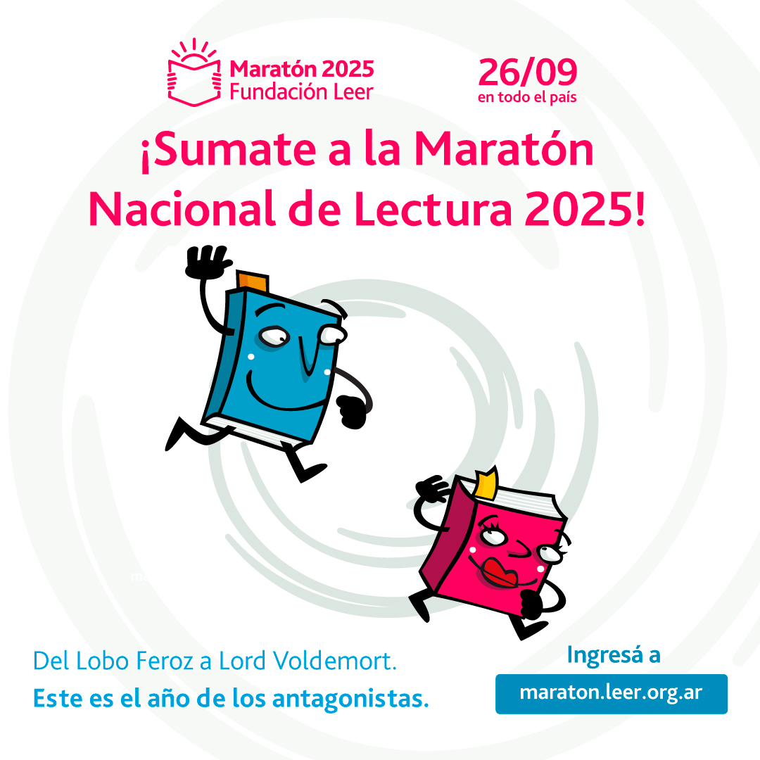 📚 El 26/9 vuelve la #MaratónDeLectura de <a href="/FundacionLeer/">Fundación Leer</a> 
Este año es el turno de los villanos con el lema:
👉 “Del Lobo Feroz a Voldemort: el año de los antagonistas” 😈📖
📌 Inscribí tu escuela y accedé a guías, lecturas y más → maraton.leer.org
