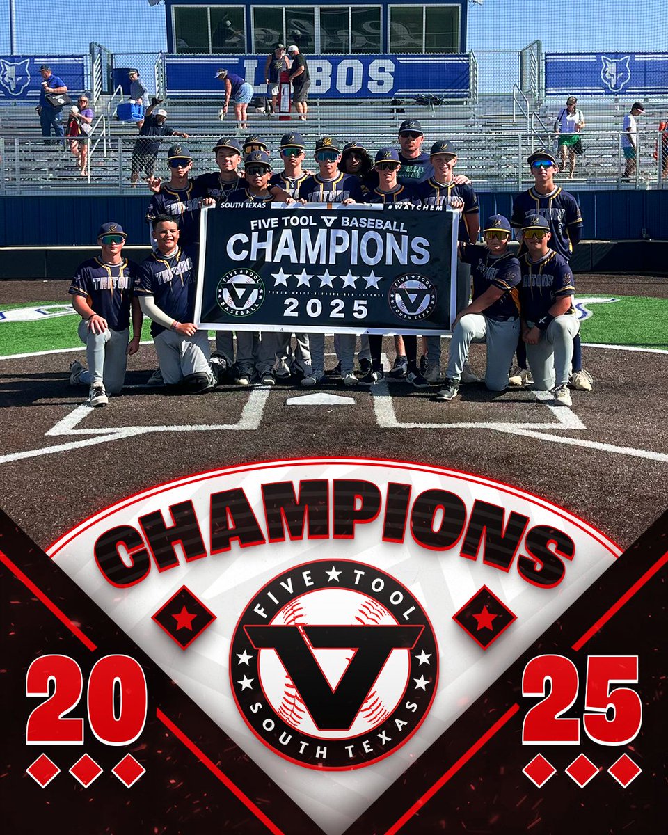 FiveToolSTX's tweet photo. 🏆CHAMPIONS🏆

Congrats to Tritons Hinds on winning the 15U Division of the @FiveToolSTX Summer Slugfest!

#WatchEm https://t.co/zgTaf8cz1B