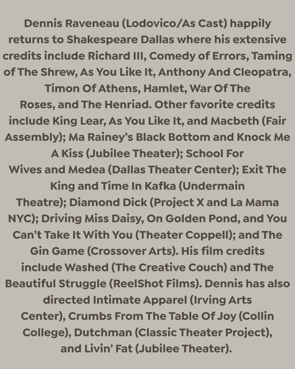 shakespearedal's tweet photo. CAST SPOTLIGHT-DENNIS RAVENEAU

#Othello #castspotlight #shakespearedallas #shakespeareinthepark https://t.co/RCg9UBS69C