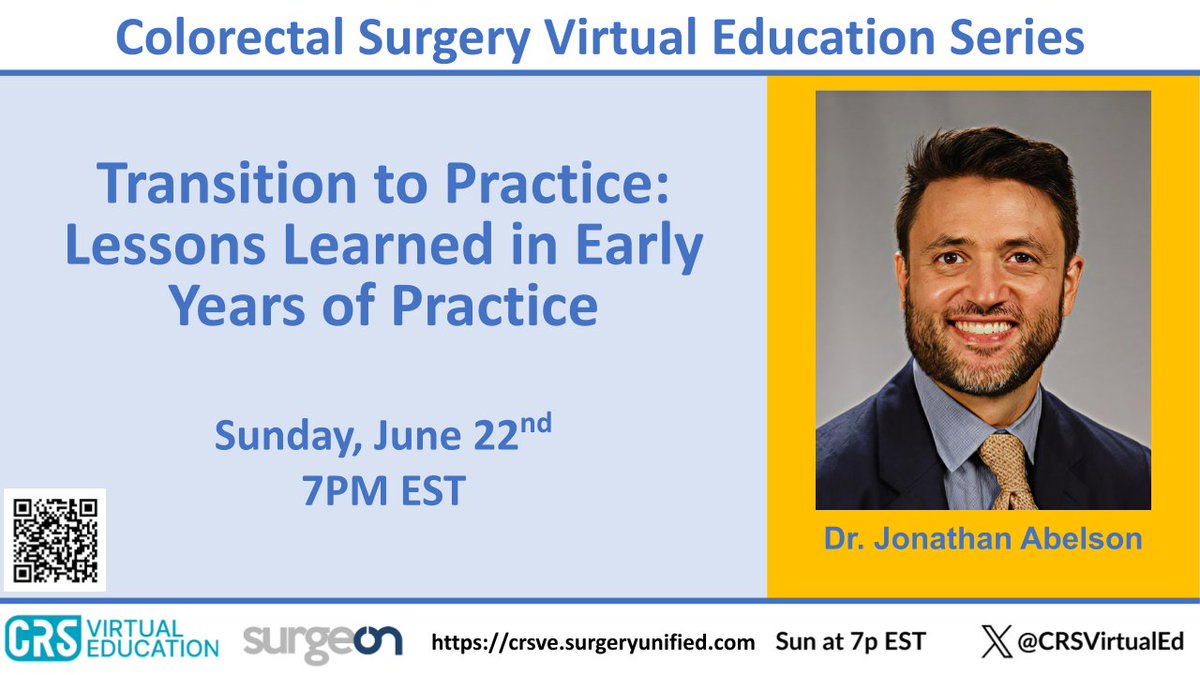 CRSVirtualEd's tweet image. TONIGHT @ 7P EST! Dr. Jon Abelson kicks off our Transition to Practice series with his experiences in the first few years of practice. This session will NOT be recorded, so catch it live!
share.surgeonapp.com/public/share/6…
@surgeonapp1
@MarkSoliman
