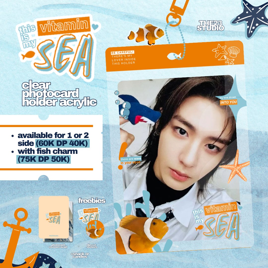 the23studio's tweet photo. the23studio present,     
7TH OPEN PRE-ORDER    
VITAMIN SEA < cahol clear >      

ゞ PRICE : 60K - 75K
ゞ FORM : https://t.co/22QHUFU5la
ゞ CLOSE PO : 27 JUNE (23.59)
ゞ BANDUNG, INA.       

go get your vitamin sea! 🐟 https://t.co/WSqOJKNuK4
