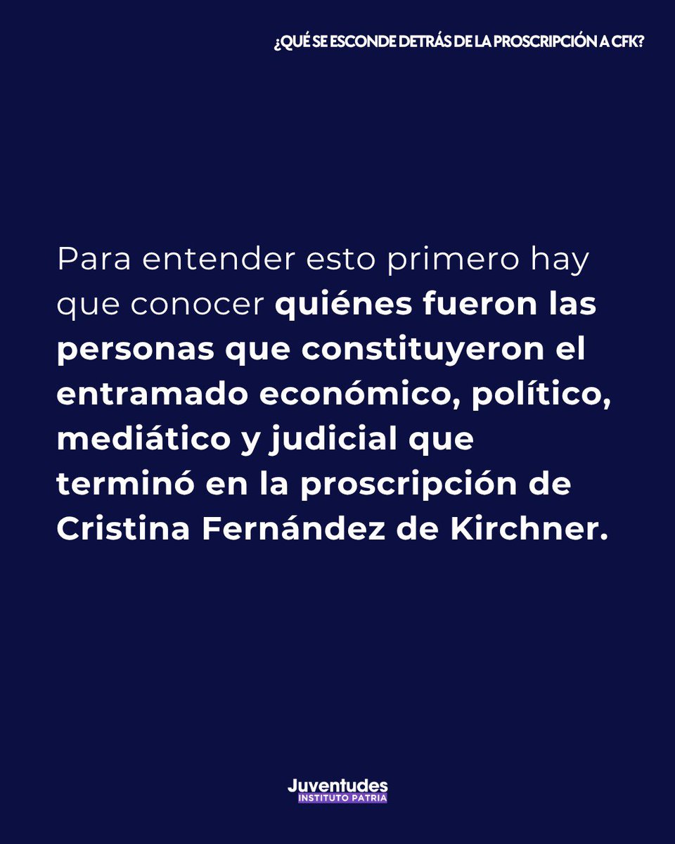 Juv_Patria's tweet photo. Detrás de la proscripción a CFK se esconden los guardianes del poder económico concentrado, conócelos. Abrimos hilo👇

#Proscripción #CFK #NoHayDemocracia #InstitutoPATRIA https://t.co/7BkxKW6SXc