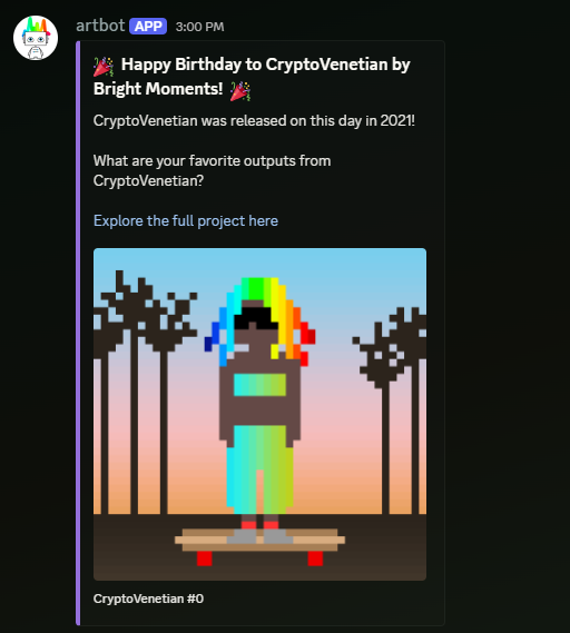 Happy Birthday to CryptoVenetians by <a href="/brtmoments/">Bright Moments</a> 

Released on this day in 2021