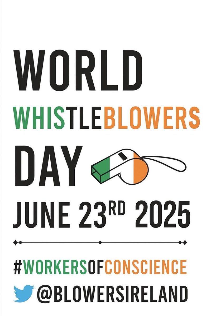 Peter Behan (Our Lady’s Hospice Whistleblower) (@anybodybutberti) on Twitter photo To the People of Ireland,
On this World Whistleblowers Day, June 23rd 2025, we honour the brave individuals across our country who have spoken up — not for praise or personal gain, but to protect the truth, safeguard others, and defend the public good.
Whistleblowers are not To the People of Ireland,
On this World Whistleblowers Day, June 23rd 2025, we honour the brave individuals across our country who have spoken up — not for praise or personal gain, but to protect the truth, safeguard others, and defend the public good.
Whistleblowers are not