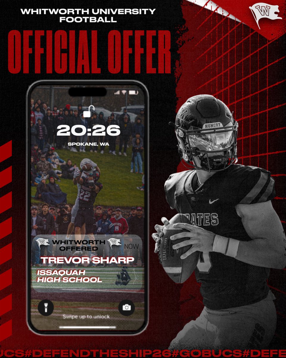 Trevor Sharp (@trevor_sharp8) on Twitter photo After an amazing conversation with <a href="/coachsandberg/">Rod Sandberg</a> I am blessed to receive an offer to <a href="/WhitworthFB/">Whitworth FB</a>!
<a href="/issaquahfb/">Issaquah Football</a> <a href="/CoachJoshuazb/">Joshua Brookshire</a> <a href="/ttherzog/">Coach Trent Herzog</a> <a href="/TFordFSP/">Tracy Ford</a> <a href="/Itstdub3/">Tykee Woods</a> <a href="/PrepRedzoneWA/">Prep Redzone Washington</a> <a href="/NickFarman55/">Nick Farman M.S.</a> <a href="/JordanJ_/">Jordan Johnson</a> <a href="/BrandonHuffman/">Brandon Huffman</a> After an amazing conversation with <a href="/coachsandberg/">Rod Sandberg</a> I am blessed to receive an offer to <a href="/WhitworthFB/">Whitworth FB</a>!
<a href="/issaquahfb/">Issaquah Football</a> <a href="/CoachJoshuazb/">Joshua Brookshire</a> <a href="/ttherzog/">Coach Trent Herzog</a> <a href="/TFordFSP/">Tracy Ford</a> <a href="/Itstdub3/">Tykee Woods</a> <a href="/PrepRedzoneWA/">Prep Redzone Washington</a> <a href="/NickFarman55/">Nick Farman M.S.</a> <a href="/JordanJ_/">Jordan Johnson</a> <a href="/BrandonHuffman/">Brandon Huffman</a>