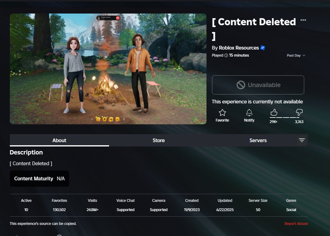 RoGameNews's tweet photo. The official Roblox Game where users were able to call each other , “Roblox Connect” was recently Deleted.
Game Link: https://t.co/UFRwpORuHN
Credits: @MrRealCraftBlox
#RobloxDevs #RobloxDev #Roblox #RobloxConnect #Deleted #Call #VoiceChaf https://t.co/PZl3aME4QB