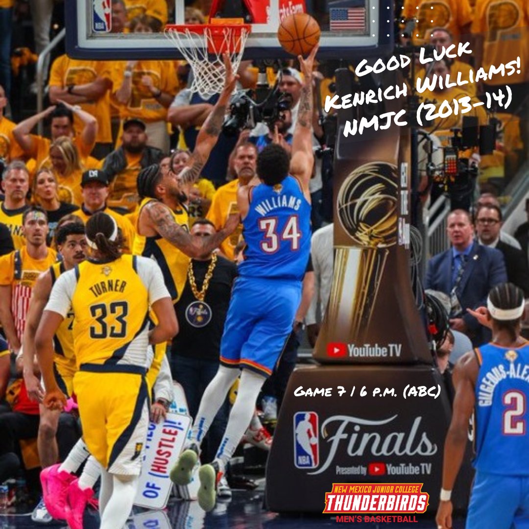 Good luck to former T-Bird Kenrich Williams (2013-14) tonight. Williams is set to play in Game 7 of the NBA Finals for the Thunder with a chance to bring home an NBA Championship! #FeelTheThunder

Game 7 | 6 p.m. MDT | ABC