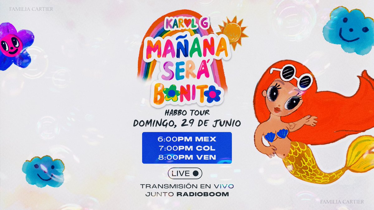 ✨ Karol G llega a Habbo con el tour Mañana Será Bonito 🎤✨

Este domingo 29 de junio no te pierdas la experiencia virtual más linda 🌈

📍 Transmisión en vivo junto a <a href="/RadioboomES/">RadioBoomHB</a> 

🕕 6PM MEX | 7PM COL | 8PM VEN