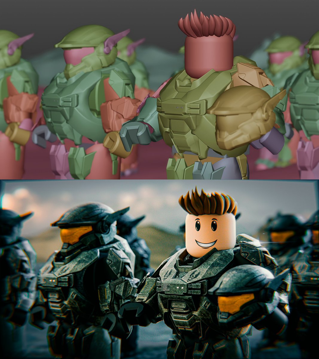 TonyDarko_eth's tweet image. Recently made two epic Roblox GFX Cinematic thumbnails in Blender. One’s a sleek Labubus, the other’s Halo Master Chief armors in action. Need pro visuals for your game? DM me to hire! 🎮
#RobloxDev #RobloxDevelopment #RobloxStudio #RobloxGame #robloxart