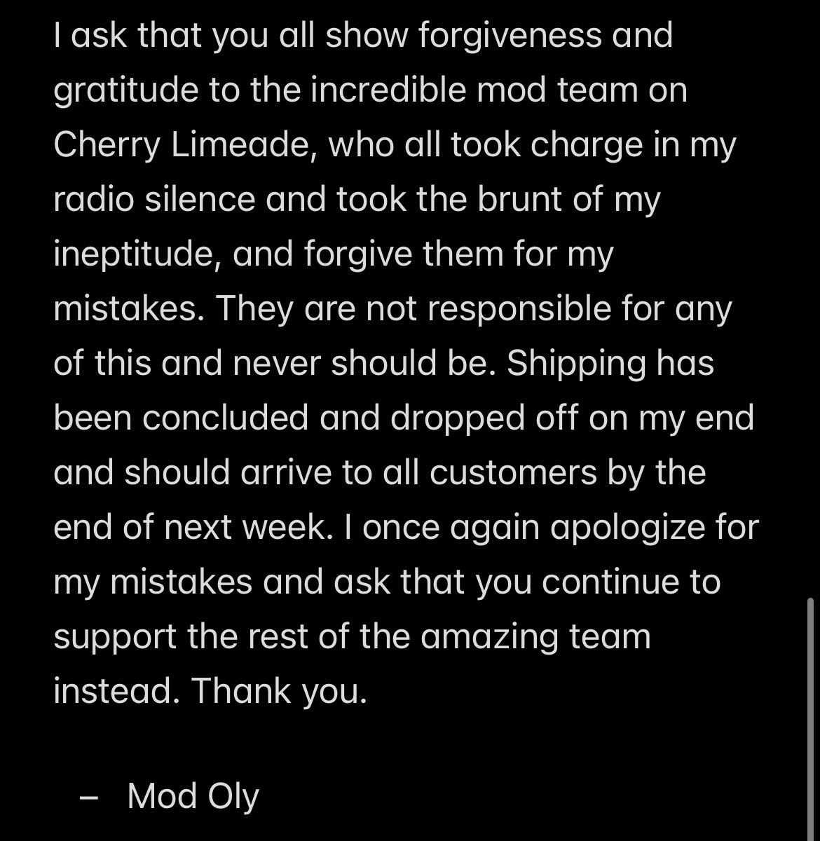 🍒✨A message from our shipping moderator, Oly✨🍋‍🟩
