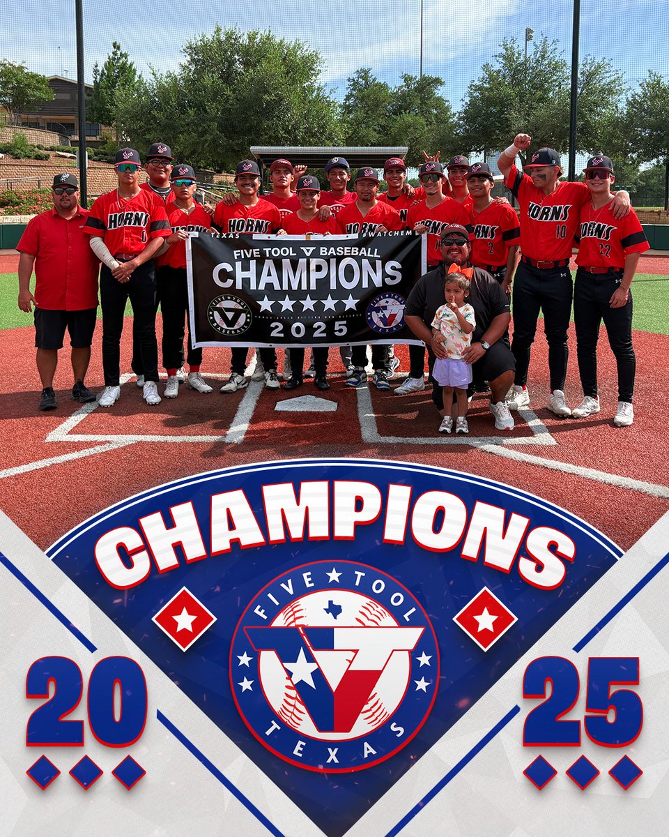 🏆Champions🏆

Congratulations to <a href="/SouthTexasHorns/">South Texas Horns Baseball</a> on winning the <a href="/FiveTool/">Five Tool Baseball</a> Texas 17U State Championships!  

#WatchEm