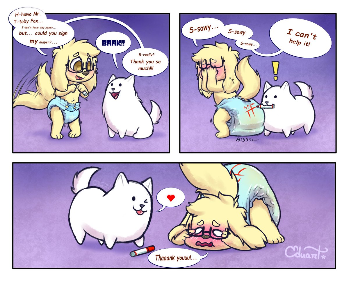 Would you expect a baby to be fan or your videogame? 
Toby didn't but look how happy this puppy was~

really love Toby Fox's work, Undertale and Deltarune are some of my favorite games!

Comm done by <a href="/EduarTM1/">EduarTM</a> 
(thankies dada x3!)