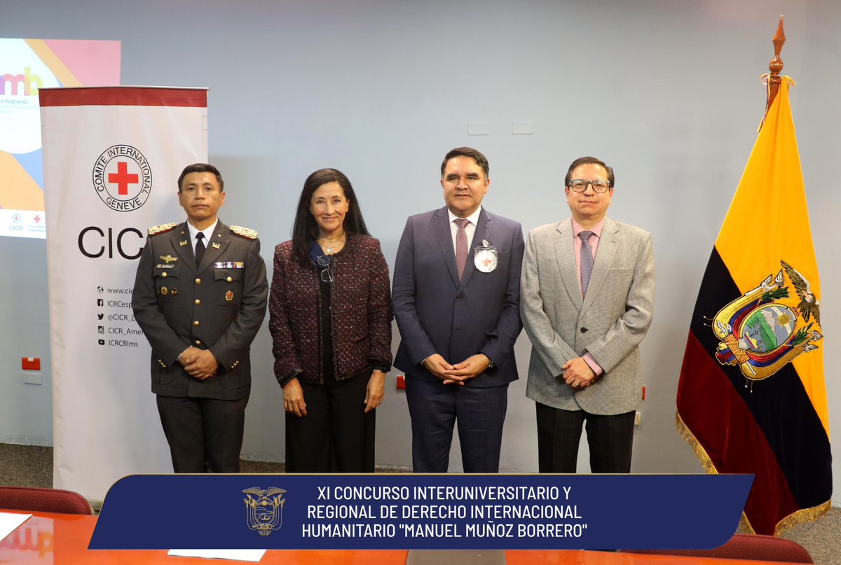 La <a href="/CancilleriaEc/">Cancillería del Ecuador 🇪🇨</a> inauguró el XI Concurso Interuniversitario y Regional de Derecho Internacional Humanitario "Manuel Muñoz Borrero". Del 20 al 22 de junio, 13 equipos de universidades y escuelas militares de 🇪🇨, 🇵🇪 y 🇧🇷 analizarán los desafíos humanitarios globales.