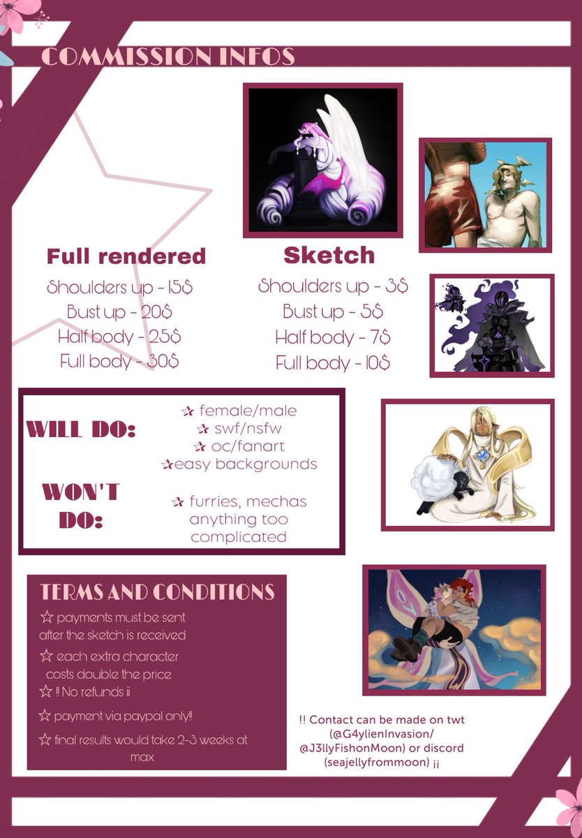G4ylienInvasion's tweet image. Hellloo!! I oppened commissions,
its all written in the post but if you have more questions you can dm me from Twitter and discord!
And thank you my wonderfull girlfirend @Ashtheasherr for designing this sheet for me💕💕💕
#commissionsopen #comission