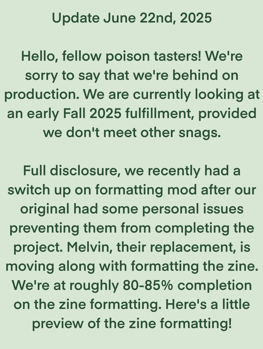 KnHZine's tweet image. Important update, please read the graphic
We thank you for your patience
-Unseen Poison mod team