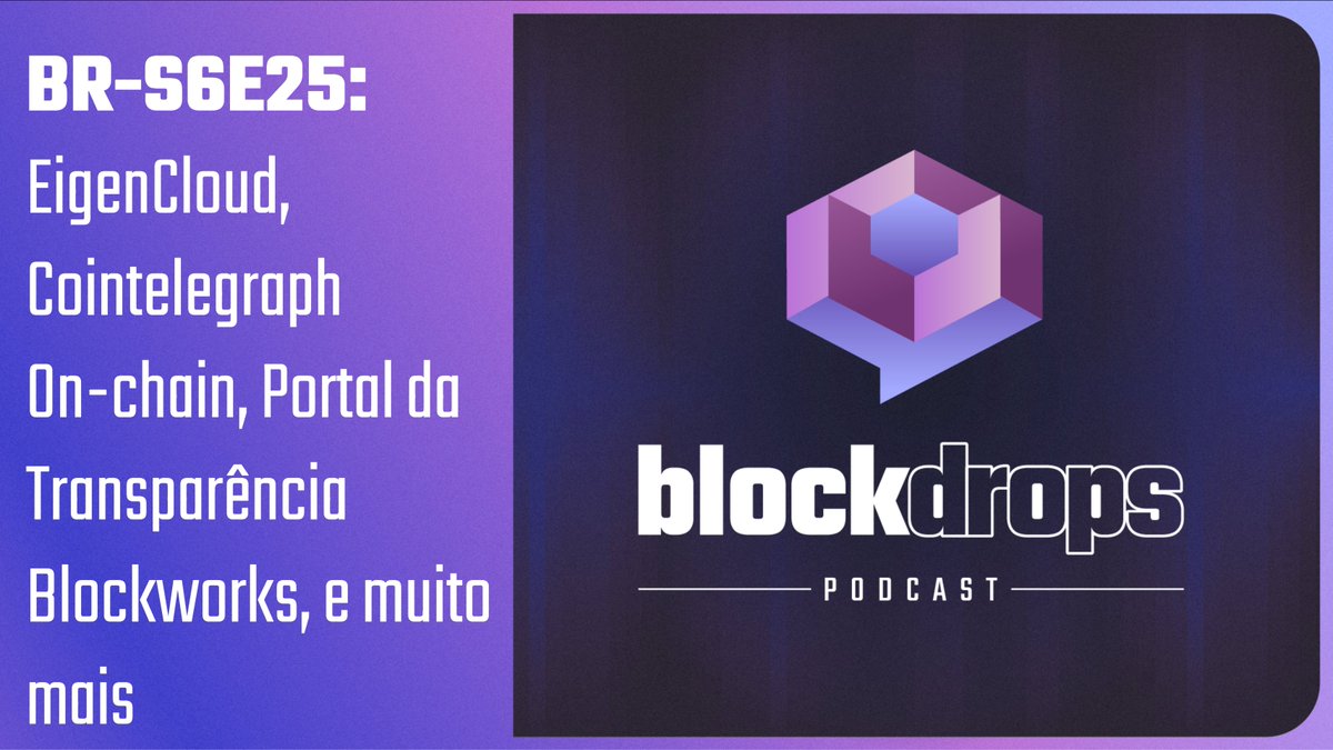 BlockDrops Podcast | blockdrops.eth|.lens (@blockdropspod) on Twitter photo 🚨Alerta de novo episódio!🚨
BR-S6E25: <a href="/eigenlayer/">EigenCloud</a> Cloud, <a href="/Cointelegraph/">Cointelegraph</a> On-chain, Portal da Transparência <a href="/Blockworks_/">Blockworks</a>, e muito mais. Link no fio
More of my content in English at <a href="/0xmauricio/">Mauricio Magaldi</a>
#blockchain #web3 #stablecoin #blockdrops #podcast 🚨Alerta de novo episódio!🚨
BR-S6E25: <a href="/eigenlayer/">EigenCloud</a> Cloud, <a href="/Cointelegraph/">Cointelegraph</a> On-chain, Portal da Transparência <a href="/Blockworks_/">Blockworks</a>, e muito mais. Link no fio
More of my content in English at <a href="/0xmauricio/">Mauricio Magaldi</a>
#blockchain #web3 #stablecoin #blockdrops #podcast