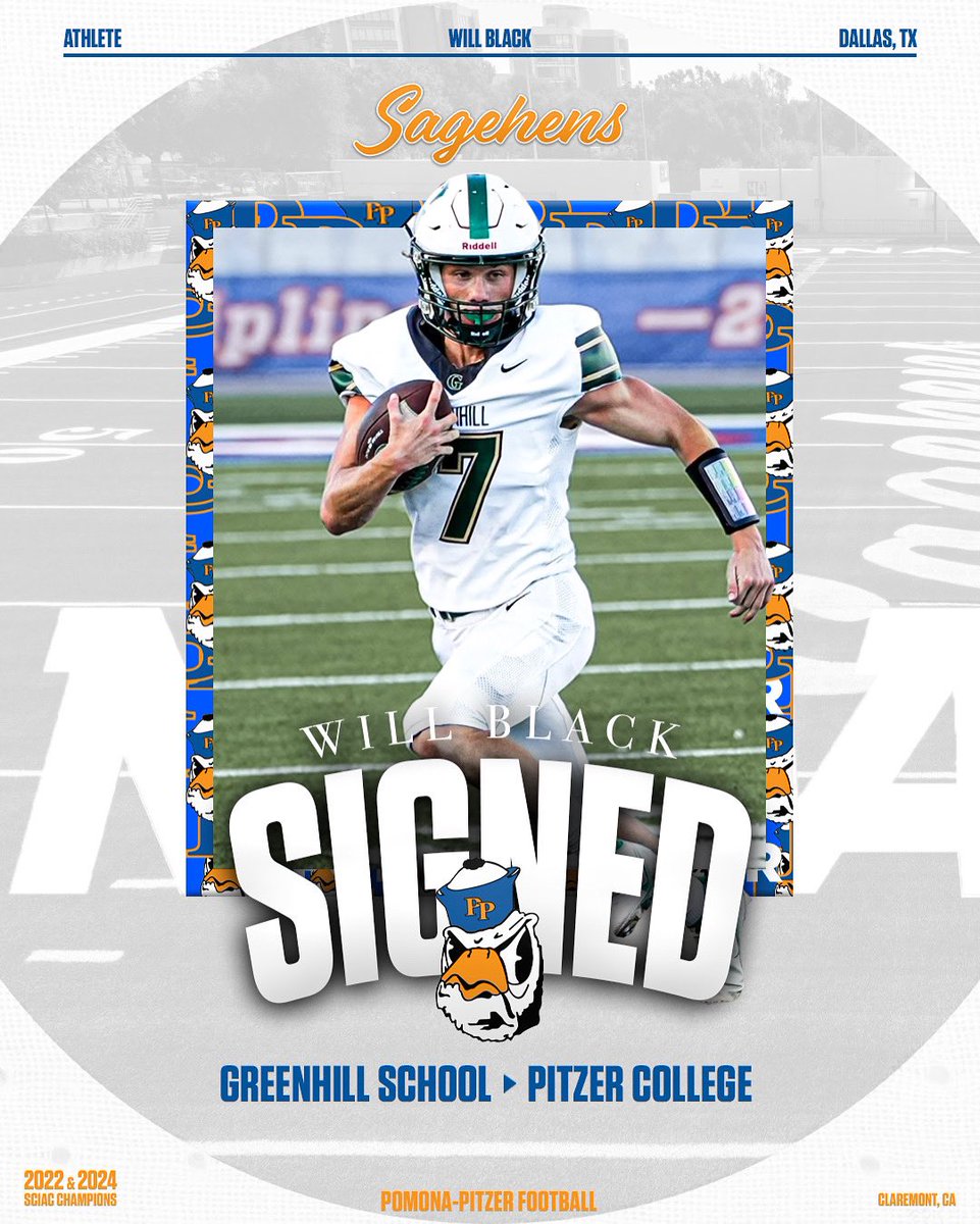 Welcome Will Black from Greenhill School as a Pomona-Pitzer Sagehen! Will is an Athlete and will be attending Pitzer College! 

#gosagehens #sagehenfb