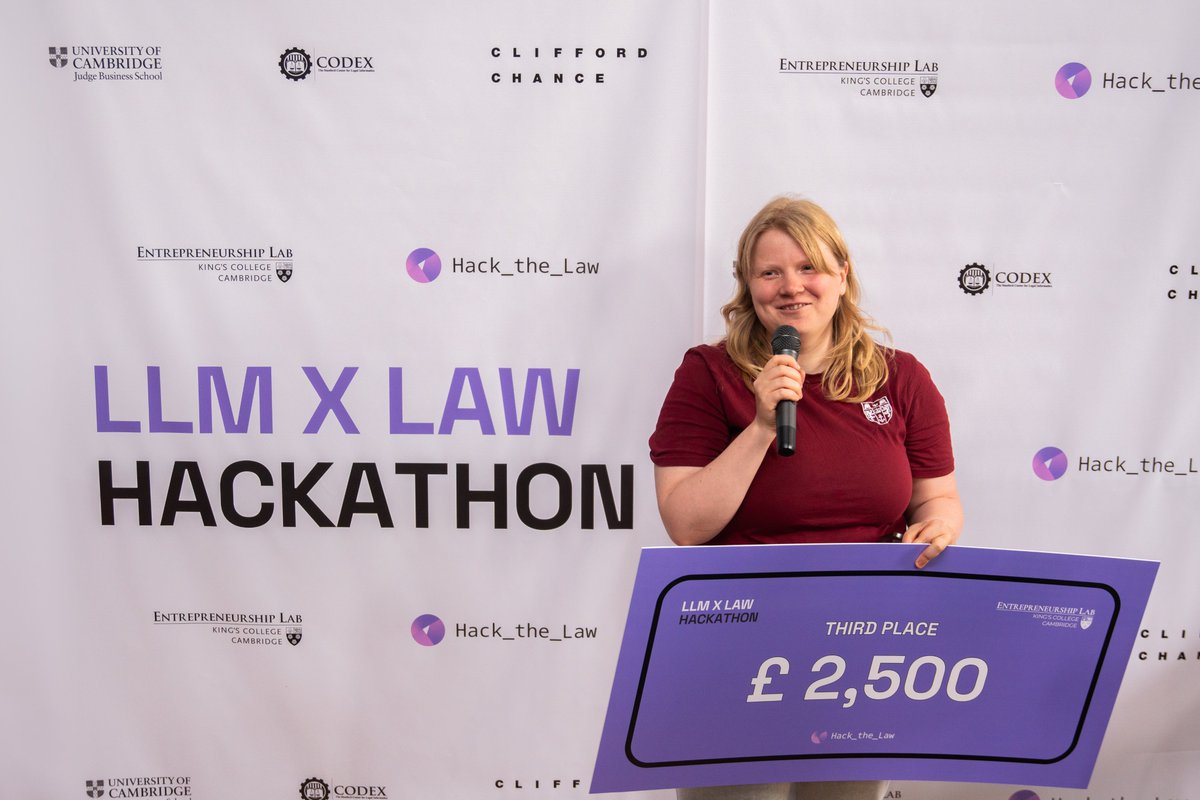 Kamiar Mohaddes (@kamiarmohaddes) on Twitter photo And that's a wrap! An amazing 4 days of #LLM x #Law #Hackathon <a href="/Cambridge_Uni/">Cambridge University</a>, organised by <a href="/KingsELab/">King’s Entrepreneurship Lab</a> in collaboration w/ <a href="/CambridgeJBS/">Cambridge Judge</a> & <a href="/Stanford/">Stanford University</a> codeX! 😍
Congrats to all of the winners 🥳
Huge thanks to our sponsors & all participants: hackers, mentors, judges, speakers... And that's a wrap! An amazing 4 days of #LLM x #Law #Hackathon <a href="/Cambridge_Uni/">Cambridge University</a>, organised by <a href="/KingsELab/">King’s Entrepreneurship Lab</a> in collaboration w/ <a href="/CambridgeJBS/">Cambridge Judge</a> & <a href="/Stanford/">Stanford University</a> codeX! 😍
Congrats to all of the winners 🥳
Huge thanks to our sponsors & all participants: hackers, mentors, judges, speakers...