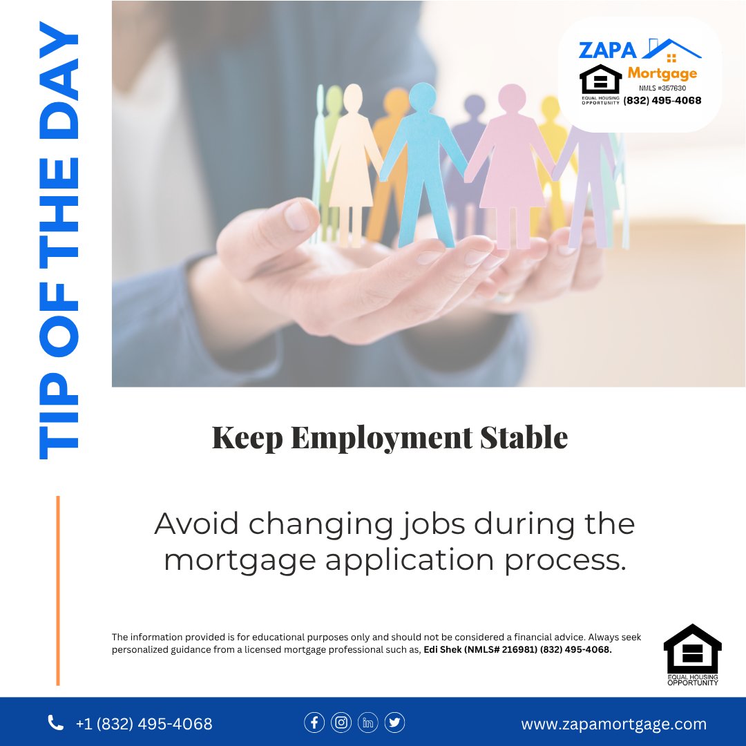 ZAPAMortgage's tweet image. Stability matters. Keep your employment consistent to ensure a smooth approval.

Get Free Pre-Approval in Minutes:

zapamortgage.com/pre-approval-l…

Learn more:

zapamortgage.com/r/04o

#ZAPAMortgage #JobStability #MortgageTips