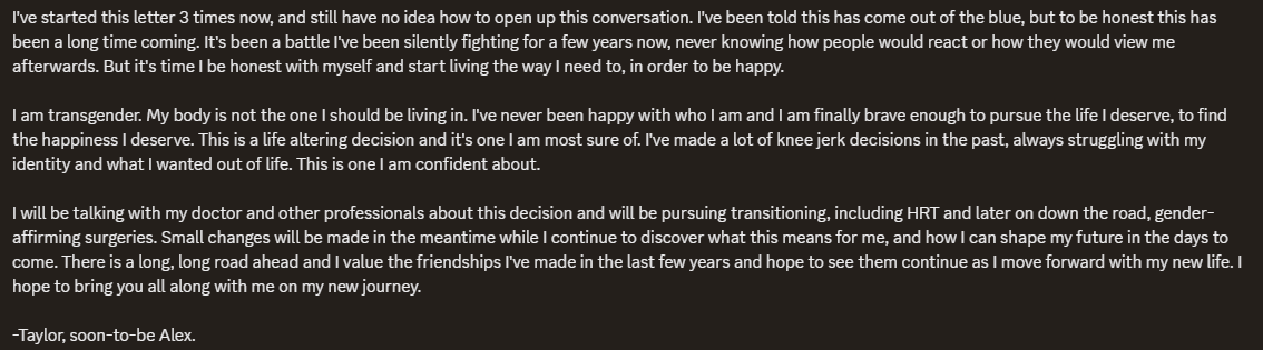 Huge life update for myself. Thank you for sticking with me. I love you.