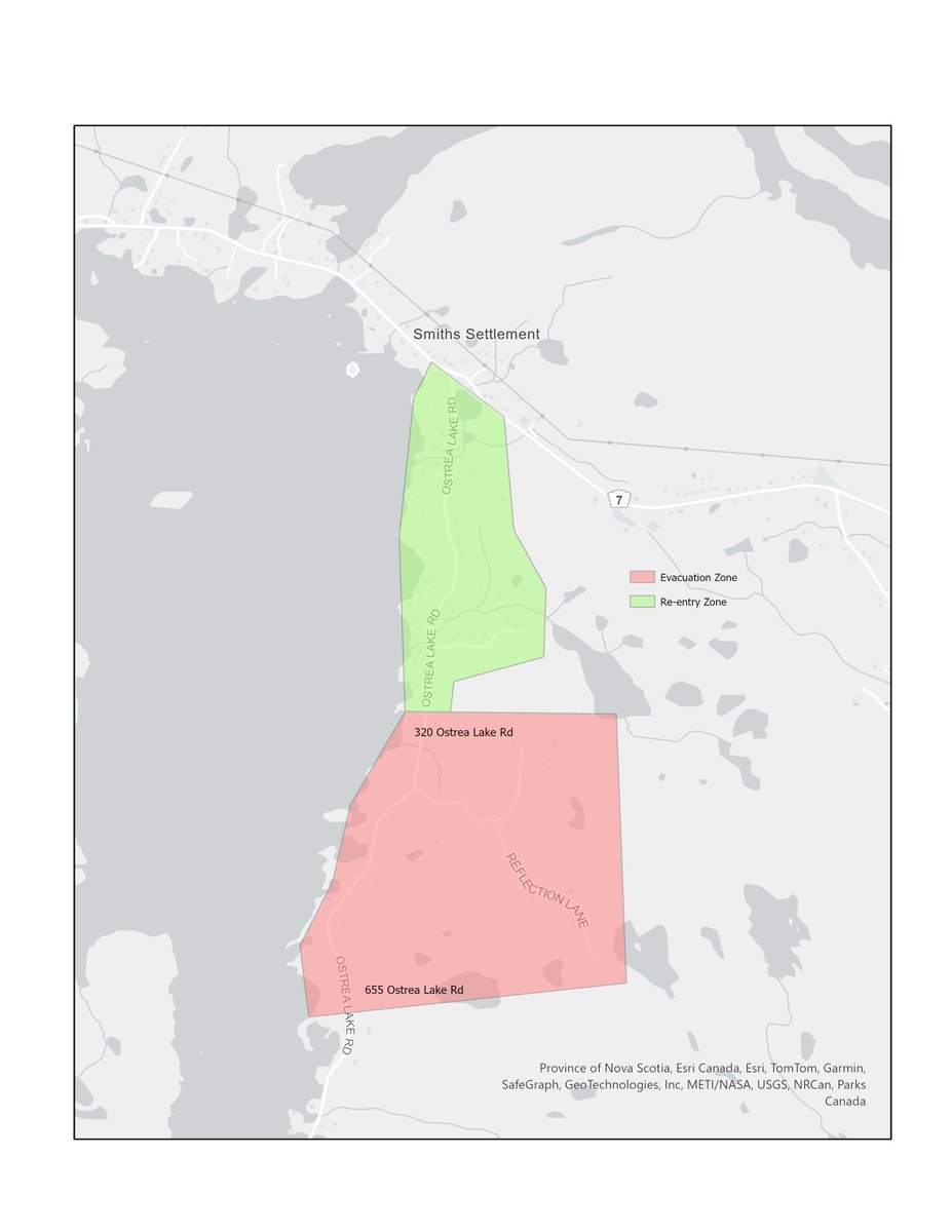 This map shows the evacuation and re-entry zones.