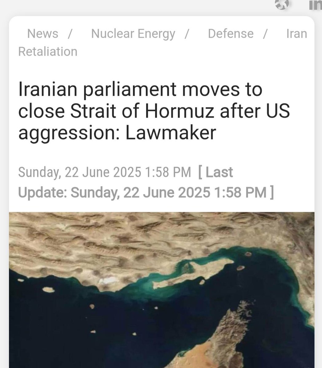 Jika selat Hormus jadi ditutup :

- harga minyak naik jadi USD 150 

- inflasi amerika melambung tinggi dan bisa alami resesi

- ekonomi dunia akan terguncang hebat

- berdampak signifikan pd ekonomi RI juga akhirnya. PHK akan terus datang.