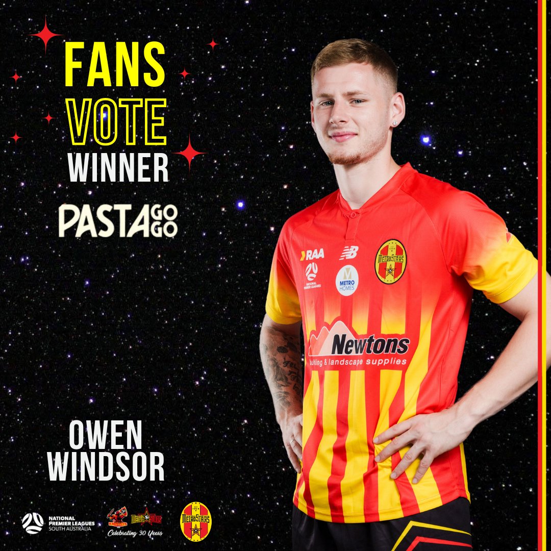 🔴🟡 𝐅𝐀𝐍𝐒 𝐕𝐎𝐓𝐄 𝐖𝐈𝐍𝐍𝐄𝐑 🟡🔴

Owen Windsor is your Fans' Player of the Match from our Round 15 against FK Beograd.

Proudly brought to you by PastaGoGo

#RAANPLSA #MetroStars