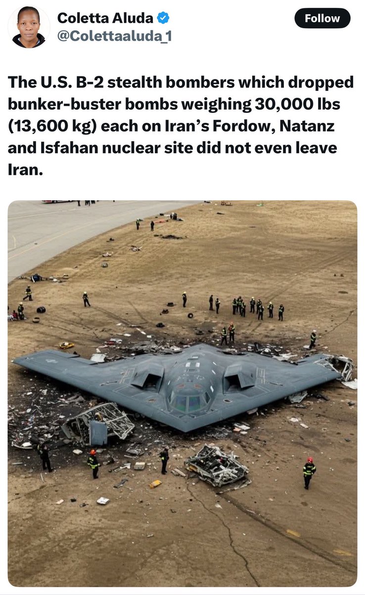Maybe Iran should find another propaganda 😂

Or maybe they should just say they’ve killed trump in an attack 😂
Would sound a better propaganda 

#Iran #IsraeliranWar #IranVsIsrael