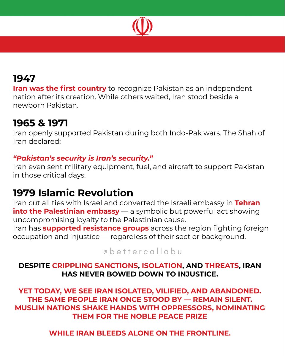 bettercallabu's tweet photo. Where Khamenei stood like a mountain, we turned our backs like traitors.
Iran walked through fire — and we walked away.

@khamenei_ir | @Khamenei_fa | @IranReply | @IranUrduNew 

#i̇ran #iranisraelconflict #iranisraelwar #longliveiran #longlivekhamenei https://t.co/fMOVePUPvX
